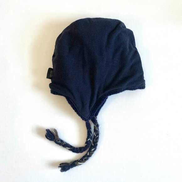 Nepal Wool Knit Winter Hat Toque Ear Flap Navy White Cottage Grandma Fisherman - Picture 8 of 15